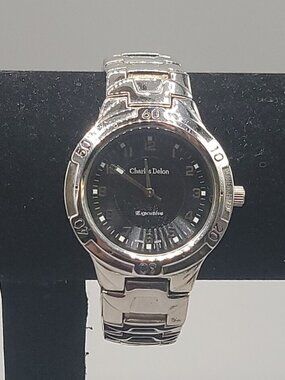 Vintage Charles Delon Executive Mens Quartz Watch 7.75" Silver Tone Model 2838